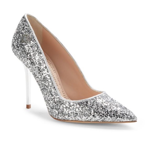 John Galliano Silver Glitter Stilettos